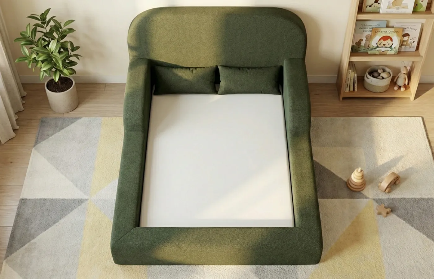 cama-montessoriana-encanto-casal-verde-militar