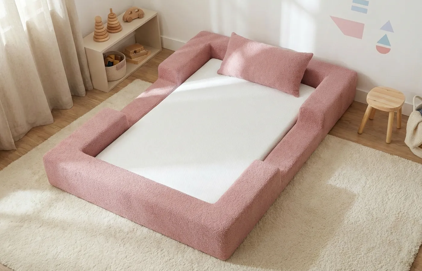 cama-montessoriana-keiko-ninho-solteiro-rosa